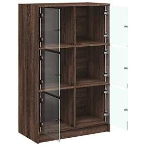 Highboard s dvířky hnědý dub 68 x 37 x 109 cm kompozitní dřevo - obrázek 6