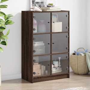 Highboard s dvířky hnědý dub 68 x 37 x 109 cm kompozitní dřevo - obrázek 1
