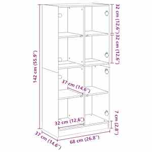 Highboard s dvířky bílý 68 x 37 x 142 cm kompozitní dřevo - obrázek 12