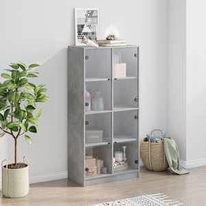 Highboard s dvířky betonově šedý 68x37x142 cm kompozitní dřevo - obrázek 3