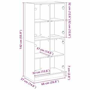 Highboard s dvířky betonově šedý 68x37x142 cm kompozitní dřevo - obrázek 12