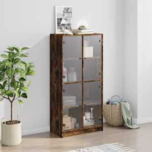 Highboard s dvířky kouřový dub 68x37x142 cm kompozitní dřevo - obrázek 3