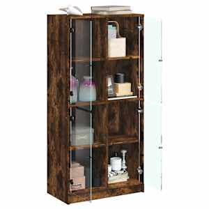Highboard s dvířky kouřový dub 68x37x142 cm kompozitní dřevo - obrázek 4