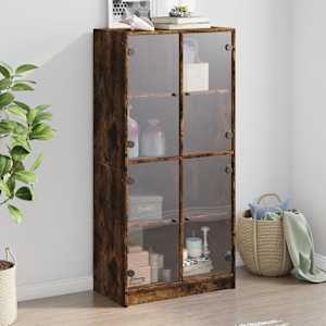 Highboard s dvířky kouřový dub 68x37x142 cm kompozitní dřevo - obrázek 1