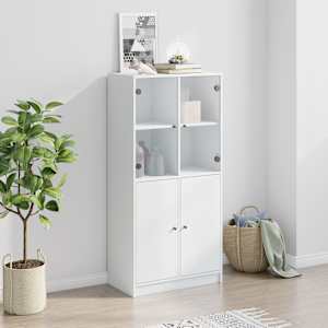 Highboard s dvířky bílý 68 x 37 x 142 cm kompozitní dřevo - obrázek 3