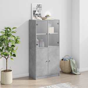 Highboard s dvířky betonově šedý 68x37x142 cm kompozitní dřevo - obrázek 3