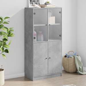 Highboard s dvířky betonově šedý 68x37x142 cm kompozitní dřevo - obrázek 1