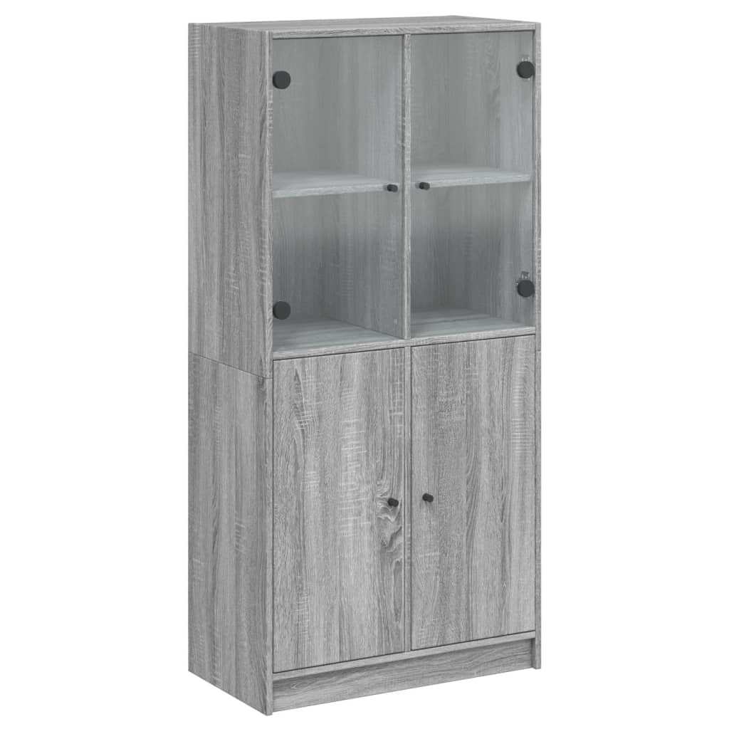 vidaXL Highboard s dvířky šedý sonoma 68x37x142 cm kompozitní dřevo