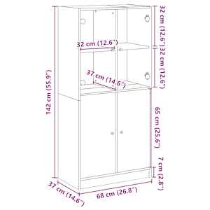 Highboard s dvířky šedý sonoma 68x37x142 cm kompozitní dřevo - obrázek 12