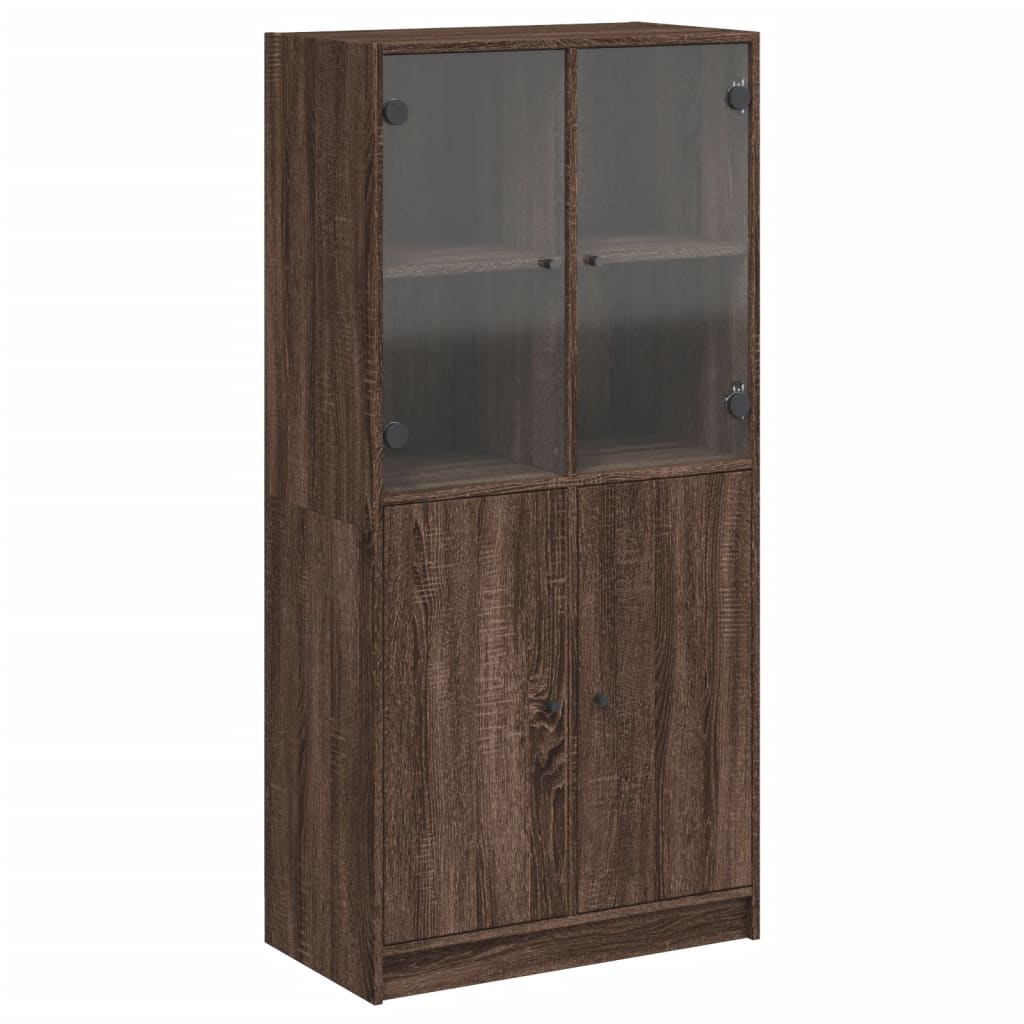 vidaXL Highboard s dvířky hnědý dub 68 x 37 x 142 cm kompozitní dřevo