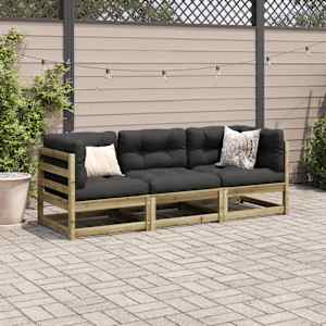 Vrtna sedežna garnitura 3-delna impregnirana trdna borovina - slika 3