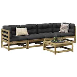 Vrtna sedežna garnitura 5-delna impregnirana trdna borovina