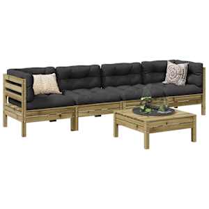 Vrtna sedežna garnitura 5-delna z blazinami impreg. borovina