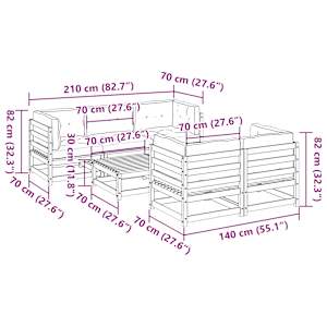 Vrtna sedežna garnitura 6-delna z blazinami trden les douglas - slika 12