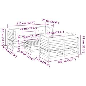 Vrtna sedežna garnitura 6-delna z blazinami impreg. borovina - slika 12