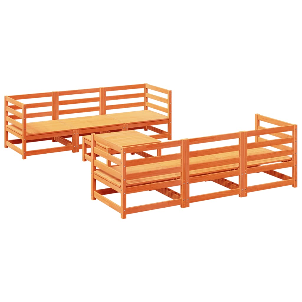 Thumbnail - vidaXL 7-tlg. Garten-Sofagarnitur Wachsbraun Massivholz Kiefer