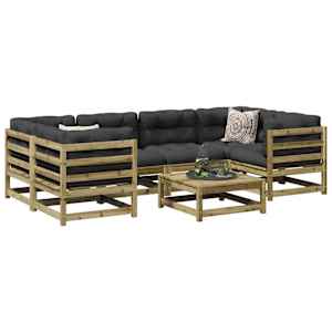 Vrtna sedežna garnitura 7-delna impregnirana trdna borovina