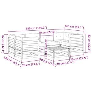 Vrtna garnitura 7-delna z blazinami impregnirana borovina - slika 12