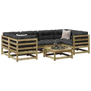 Vrtna garnitura 7-delna z blazinami impregnirana borovina