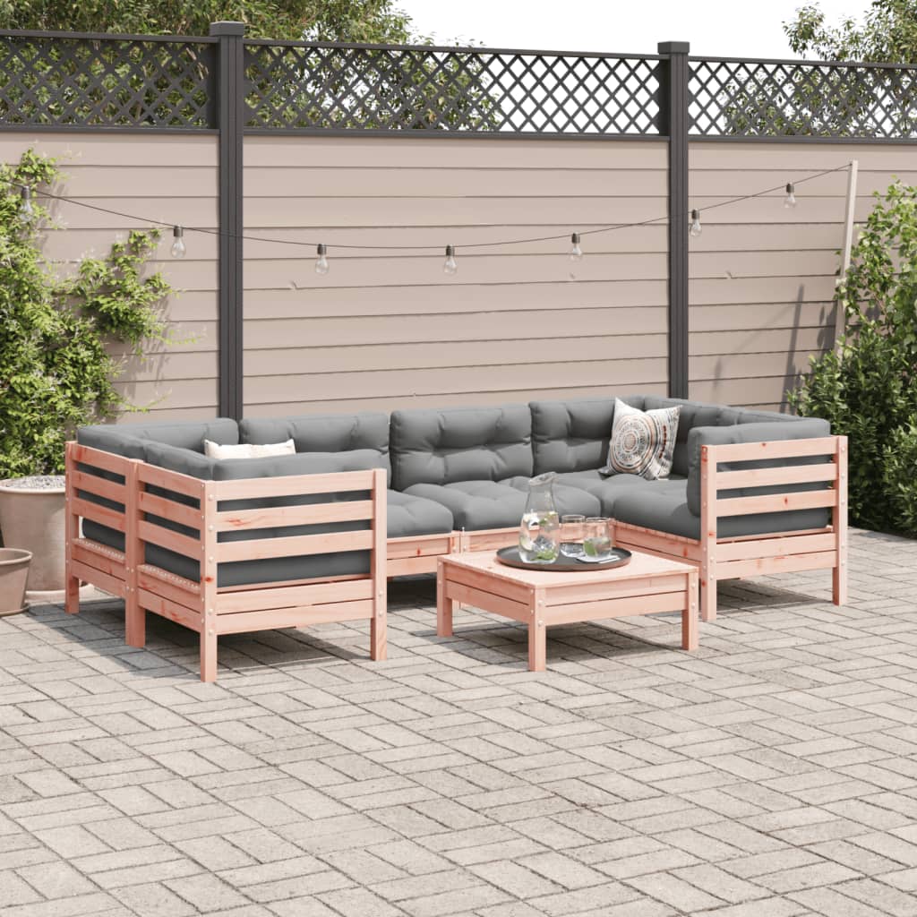 vidaXL 7-delige Loungeset met kussens massief douglas vurenhout afbeelding