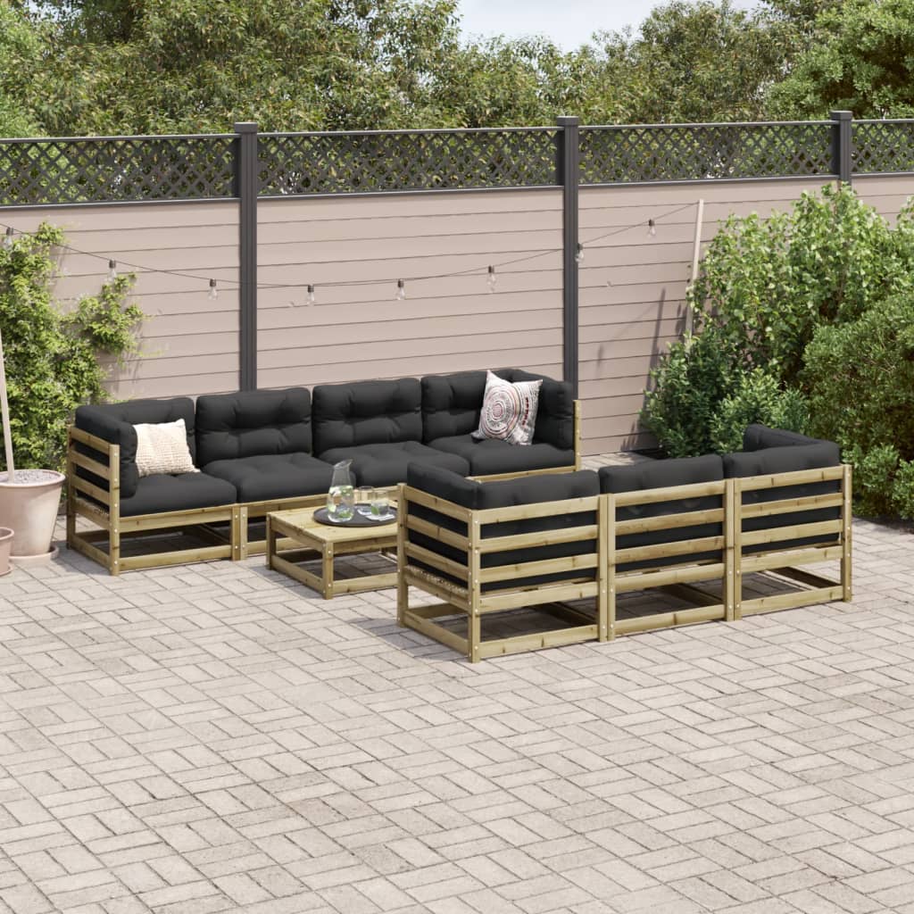 Zestaw wypoczynkowy ogrodowy 4x siedzisko narożne 3x siedzisko środkowe 1x podnóżek 70x70x67cm sosna