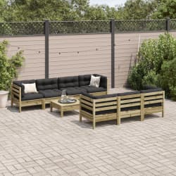 vidaXL 8 Piece Garden Sofa Set with Cushions Impregnated Wood Pine