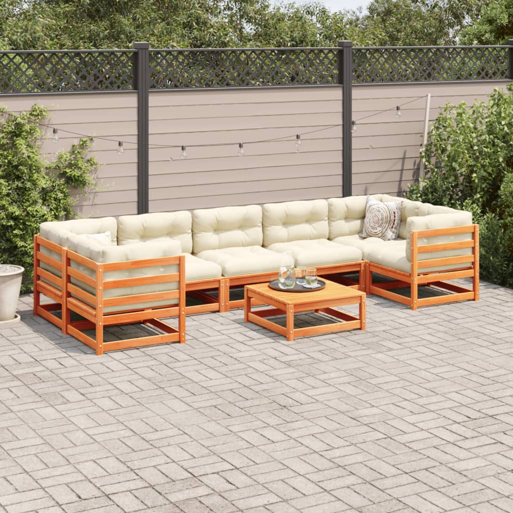 vidaXL 8-delige Loungeset massief grenenhout wasbruin afbeelding