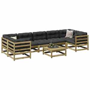 Vrtna sedežna garnitura 8-delna impregnirana borovina