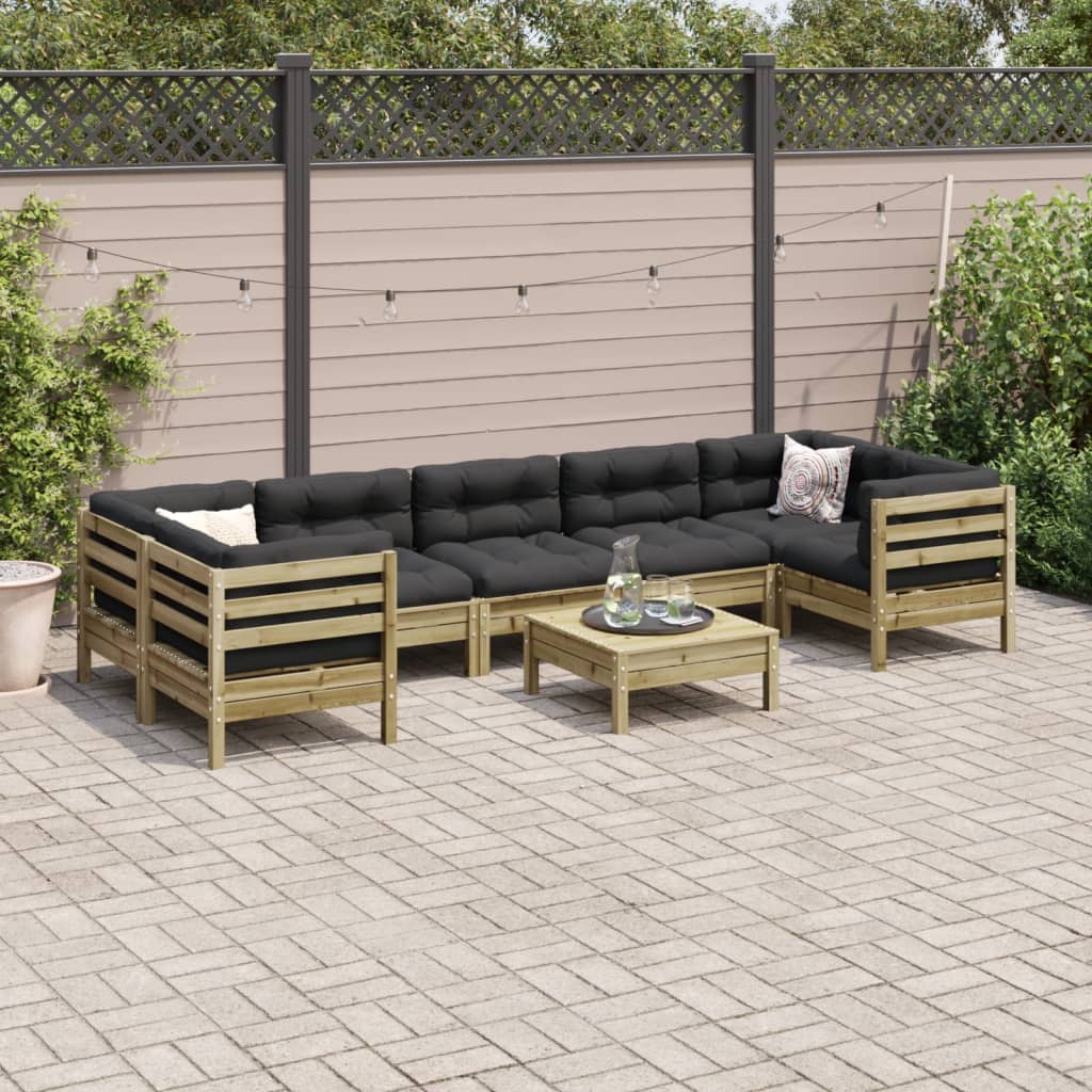 vidaXL 8-delige Loungeset met kussens geïmpregneerd grenenhout afbeelding