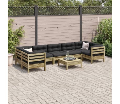 vidaXL 8 Piece Garden Sofa Set with Cushions Impregnated Wood Pine