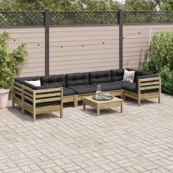 vidaXL 8 Piece Garden Sofa Set with Cushions Impregnated Wood Pine