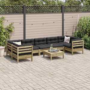 vidaXL 8 Piece Garden Sofa Set with Cushions Impregnated Wood Pine