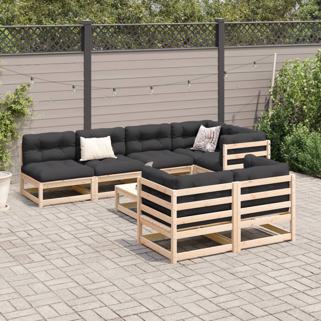 vidaXL 8-delige Loungeset massief grenenhout afbeelding