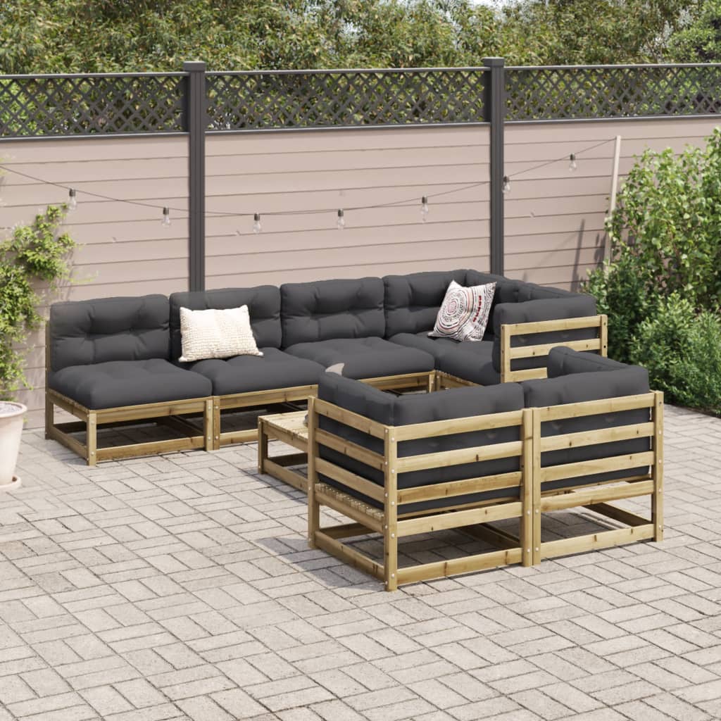vidaXL 8-delige Loungeset met kussens geïmpregneerd grenenhout afbeelding