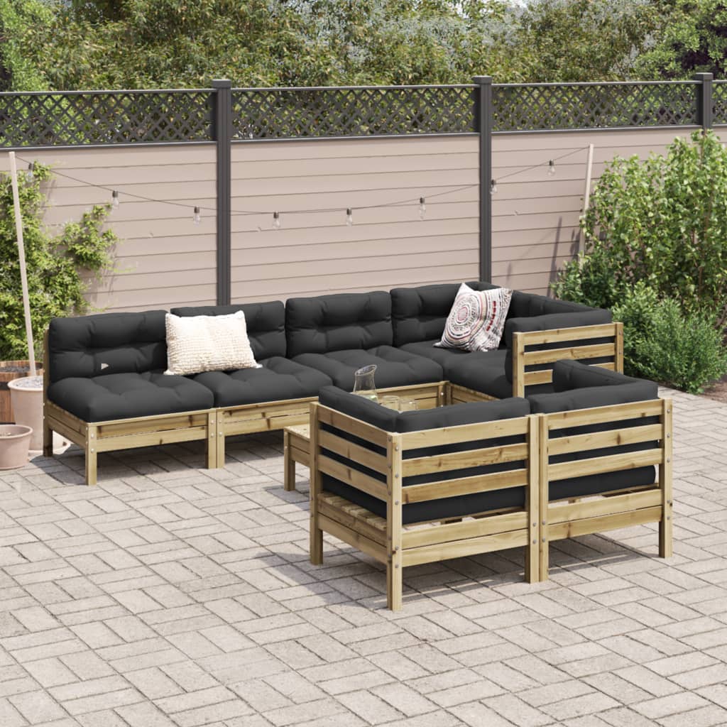 vidaXL 8-delige Loungeset met kussens geïmpregneerd grenenhout afbeelding