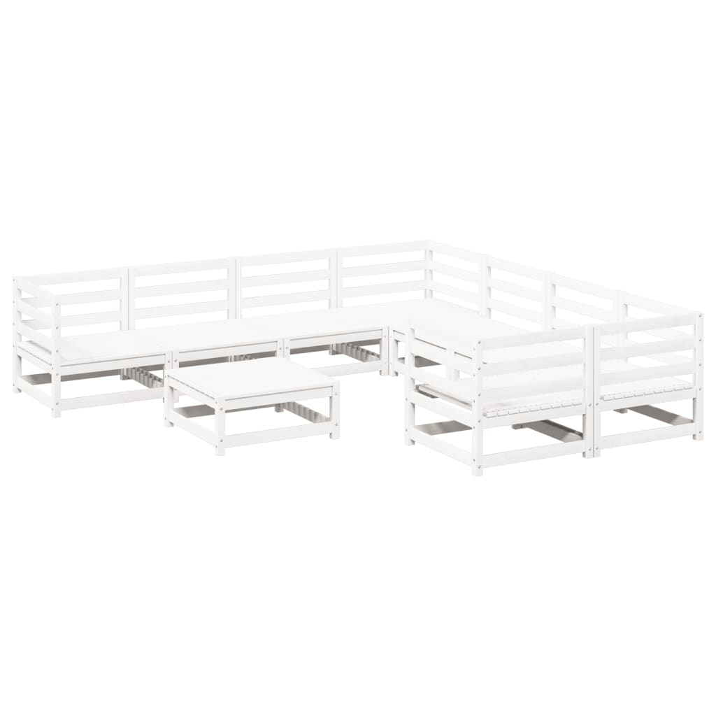 VidaXL 9dílná zahradní sedací souprava bílá masivní borové dřevo