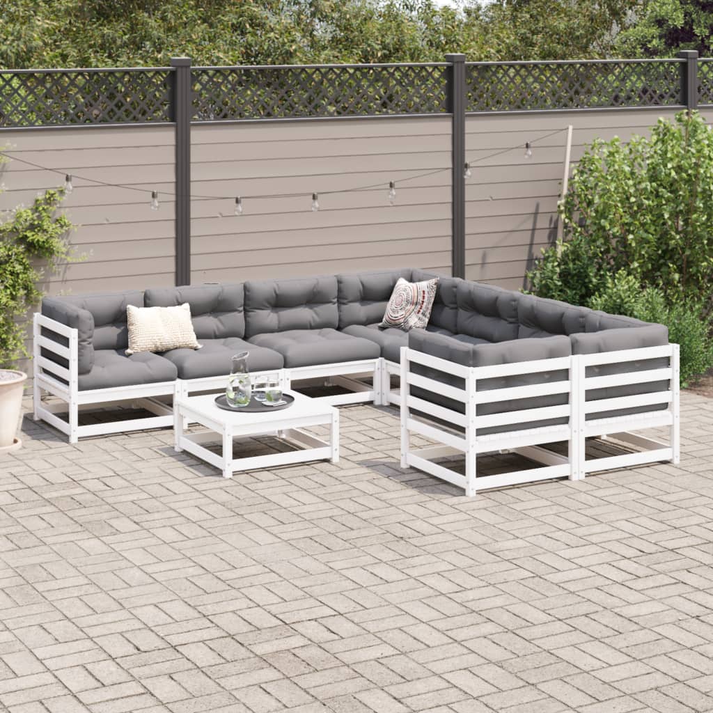 vidaXL 9-delige Loungeset massief grenenhout wit