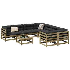 Vrtna sedežna garnitura 9-delna z blazinami impreg. borovina