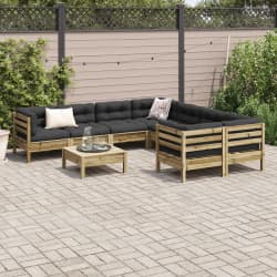 vidaXL 9 Piece Garden Sofa Set with Cushions Impregnated Wood Pine