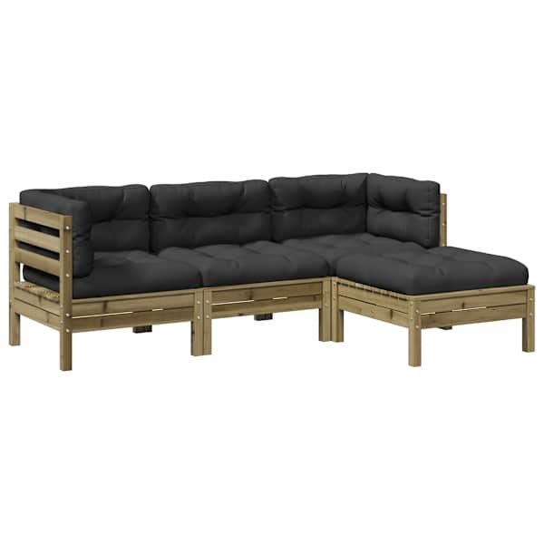 vidaXL 4-osaline aiadiivani komplekt patjadega, immutatud m&auml;nnipuit