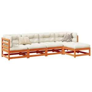 Vrtna sedežna garnitura 5-delna voščeno rjava trdna borovina