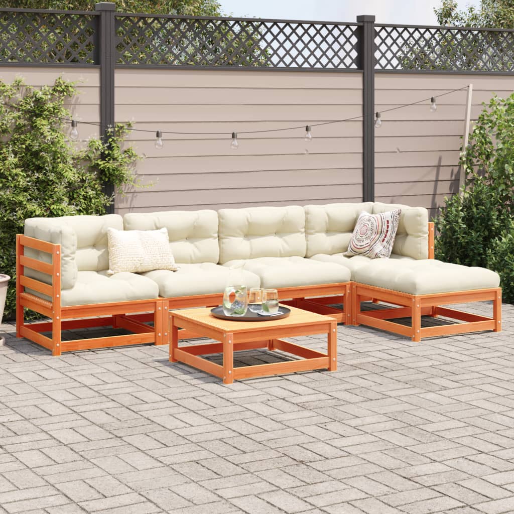 vidaXL 6-delige Loungeset massief grenenhout wasbruin afbeelding