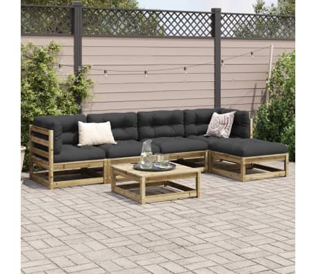 vidaXL Set canapele de grădină cu perne, 6 piese, lemn de pin tratat