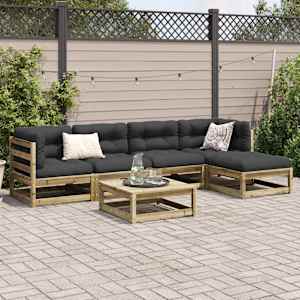 Vrtna sedežna garnitura 6-delna z blazinami impreg. borovina - slika 3