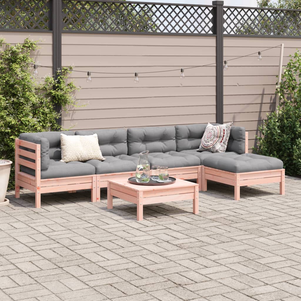 vidaXL 6-delige Loungeset met kussens massief douglas vurenhout afbeelding