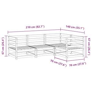 Vrtna sedežna garnitura 4-delna trden les douglas - slika 9