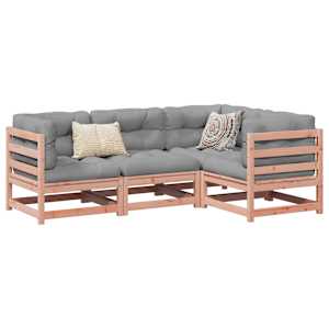 Vrtna sedežna garnitura 4-delna z blazinami trden les douglas