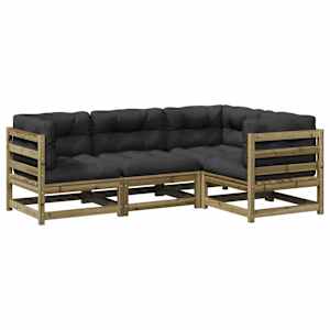 Vrtna garnitura 4-delna z blazinami impregnirana borovina - slika 2