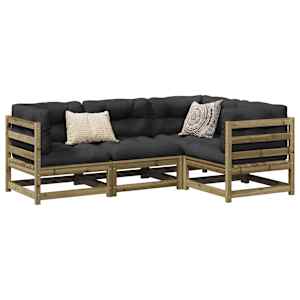 Vrtna garnitura 4-delna z blazinami impregnirana borovina