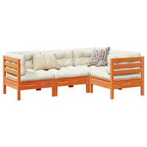 Vrtna sedežna garnitura 4-delna z blazinami voščeno rjava